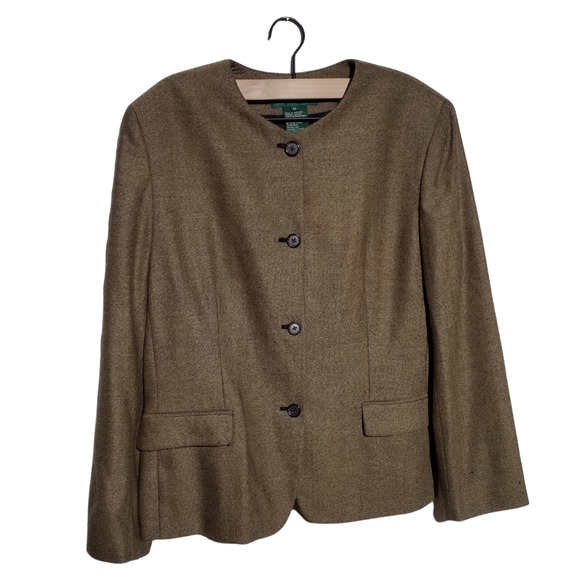 Lauren Ralph Lauren Womens Blazer Size 12 Lined Shoulder Pads Button Front - Picture 1 of 7